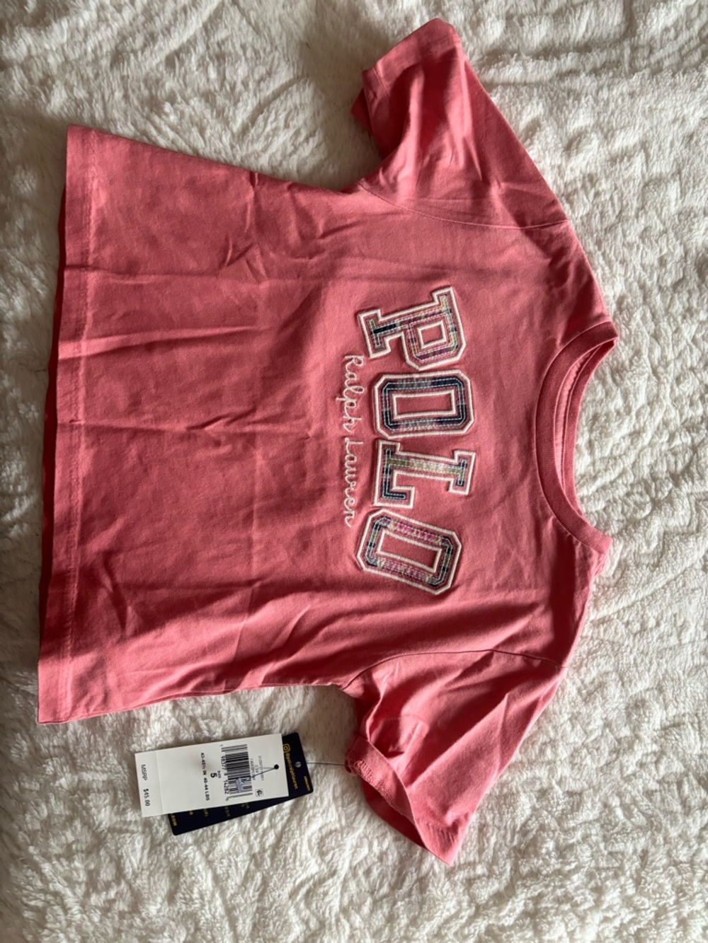 Ralph Lauren Coral Pink 'POLO' Appliqué Tee